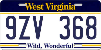 WV license plate 9ZV368
