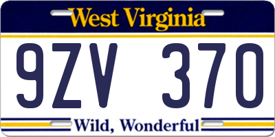 WV license plate 9ZV370