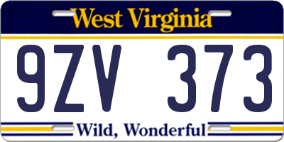 WV license plate 9ZV373