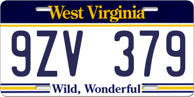 WV license plate 9ZV379