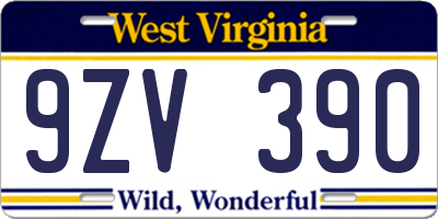 WV license plate 9ZV390