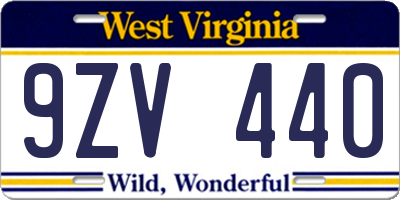 WV license plate 9ZV440
