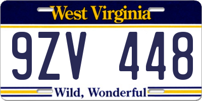 WV license plate 9ZV448