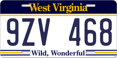 WV license plate 9ZV468