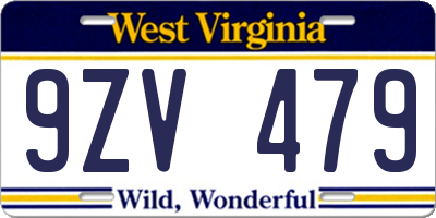 WV license plate 9ZV479