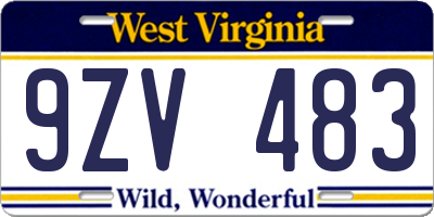 WV license plate 9ZV483