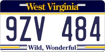 WV license plate 9ZV484