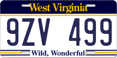 WV license plate 9ZV499