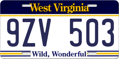 WV license plate 9ZV503
