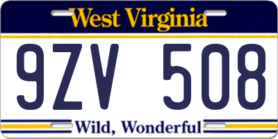 WV license plate 9ZV508