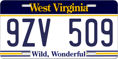 WV license plate 9ZV509