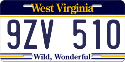 WV license plate 9ZV510