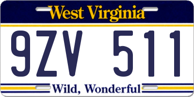 WV license plate 9ZV511