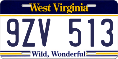 WV license plate 9ZV513