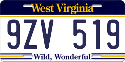 WV license plate 9ZV519