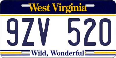 WV license plate 9ZV520