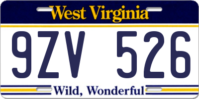WV license plate 9ZV526
