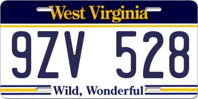 WV license plate 9ZV528