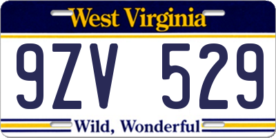WV license plate 9ZV529