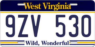 WV license plate 9ZV530