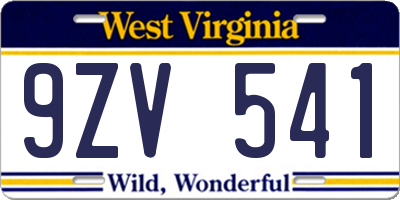 WV license plate 9ZV541