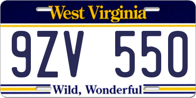 WV license plate 9ZV550