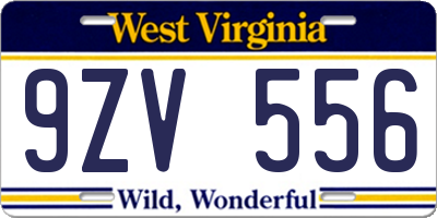 WV license plate 9ZV556