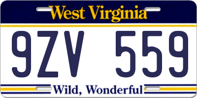 WV license plate 9ZV559