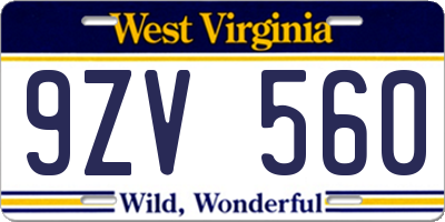 WV license plate 9ZV560
