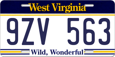 WV license plate 9ZV563