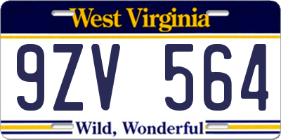 WV license plate 9ZV564