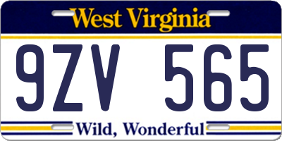 WV license plate 9ZV565