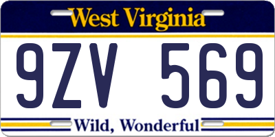 WV license plate 9ZV569