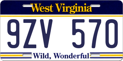 WV license plate 9ZV570