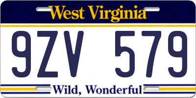 WV license plate 9ZV579