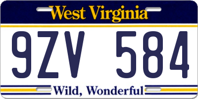 WV license plate 9ZV584