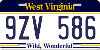 WV license plate 9ZV586