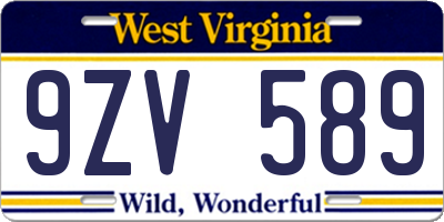 WV license plate 9ZV589
