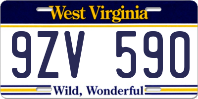WV license plate 9ZV590