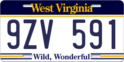 WV license plate 9ZV591