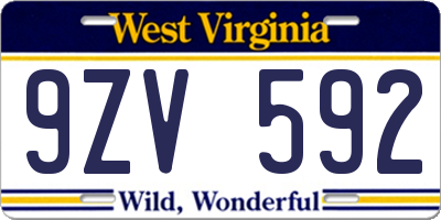 WV license plate 9ZV592