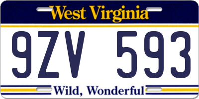 WV license plate 9ZV593