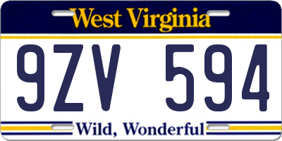 WV license plate 9ZV594