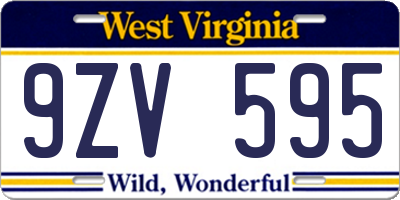 WV license plate 9ZV595