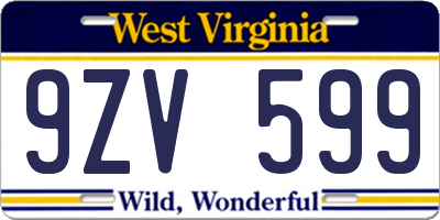 WV license plate 9ZV599