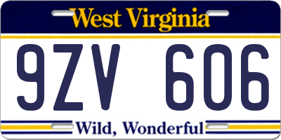 WV license plate 9ZV606