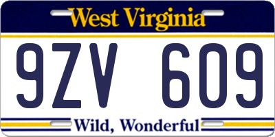 WV license plate 9ZV609
