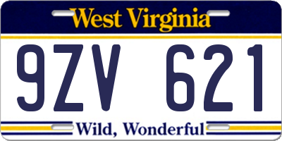 WV license plate 9ZV621