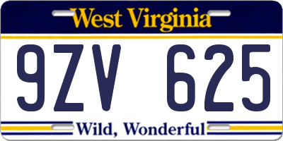 WV license plate 9ZV625