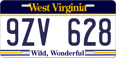 WV license plate 9ZV628